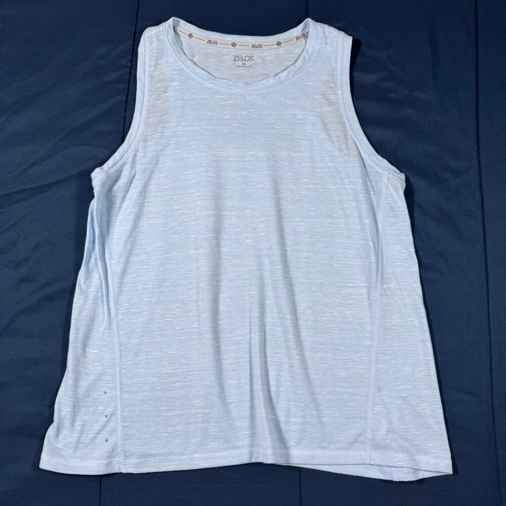 Zelos Womens Light Blue Athletic Tank Top Medium